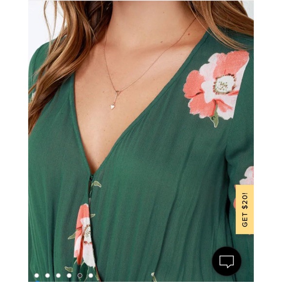 O'Neill Indica Green long sleeved Floral Print Romper size small - Picture 6 of 12